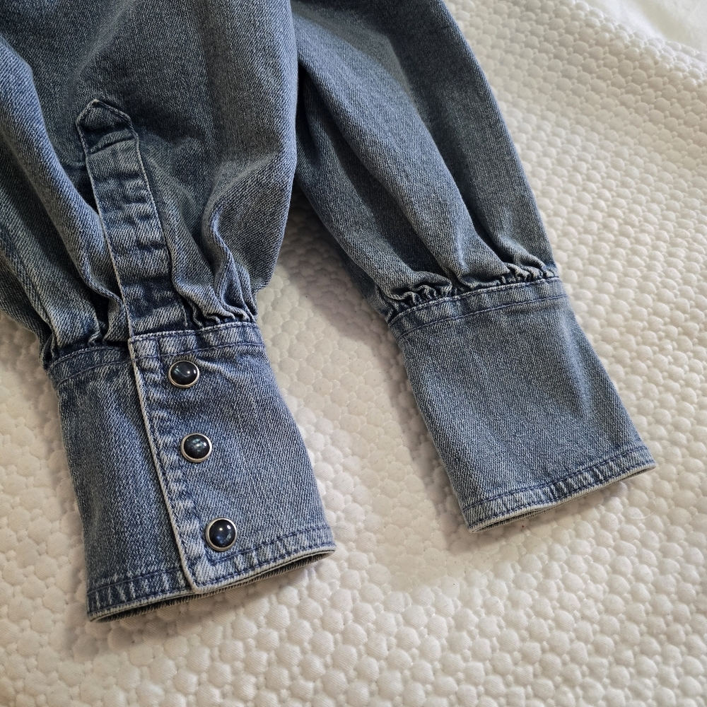 Ichi Long Sleeve Shirt Dress in Denim Blue - Picture 9 of 14